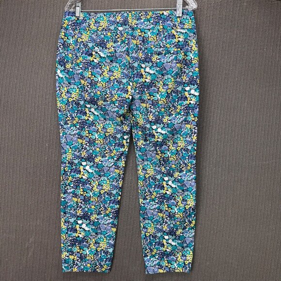 Ann Taylor Loft Marisa Womens Size 4 Blue Floral Cropped Pants Business Casual - Picture 2 of 10